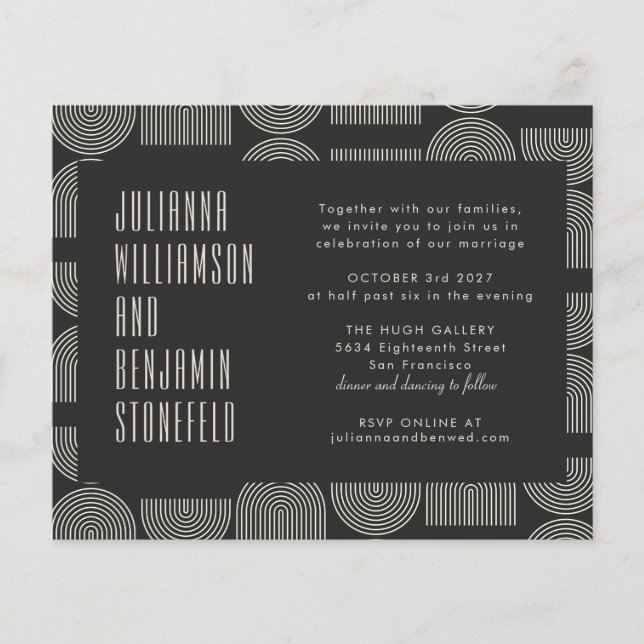 Moderne, geometrische Schwarze Bogen Hochzeiten (Vorderseite)