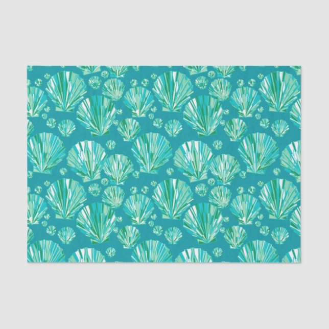 Moderne geometrische Seashells, Aqua und Türkis Seidenpapier (Vorderseite)