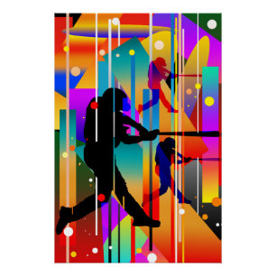 Moderne geometrische Silhouette Baseballspieler Poster