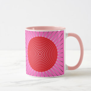 Moderne geometrische Sonne - Fuchsia und Rot Tasse