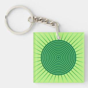 Moderne geometrische Sonne - Smaragdgrün und Limet Schlüsselanhänger