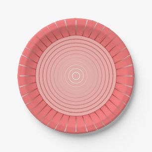 Moderne geometrische Sonne - Tiefes Korallenrosa Pappteller