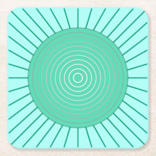 Moderne geometrische Sonneburst - Aqua und Meeress Rechteckiger Pappuntersetzer