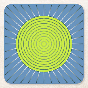 Moderne geometrische Sonneburst - Limette und Jean Rechteckiger Pappuntersetzer