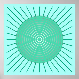 Moderne geometrische Sonnenbrille - Aqua und Meere Poster