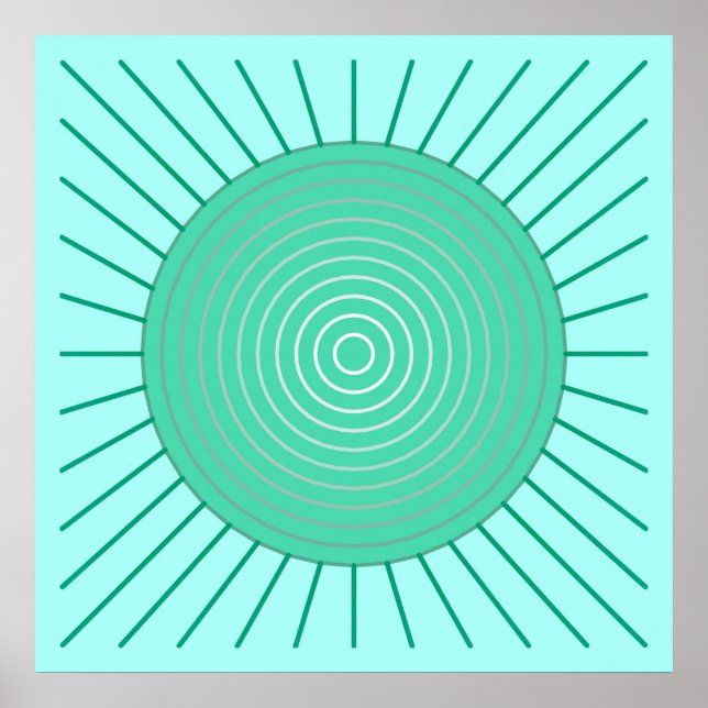 Moderne geometrische Sonnenbrille - Aqua und Meere Poster (Vorne)