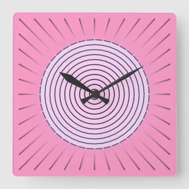 Moderne geometrische Sonnenbrille - Pink-Farbtöne Quadratische Wanduhr (Vorderseite)