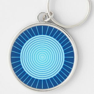 Moderne geometrische Sonnenburst - Cobalt Blue und Schlüsselanhänger
