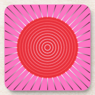 Moderne geometrische Sonnenburst - Fuchsia und Rot Getränkeuntersetzer