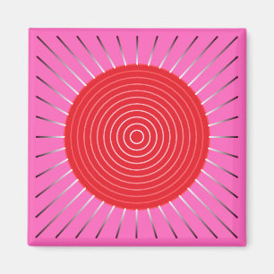 Moderne geometrische Sonnenburst - Fuchsia und Rot Magnet