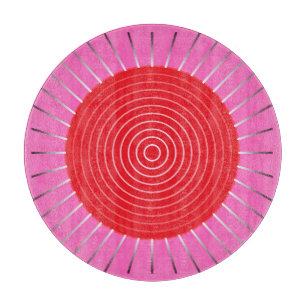 Moderne geometrische Sonnenburst - Fuchsia und Rot Schneidebrett