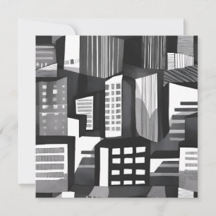 Moderne geometrische Stadt   Schwarz-Weiß-Karte