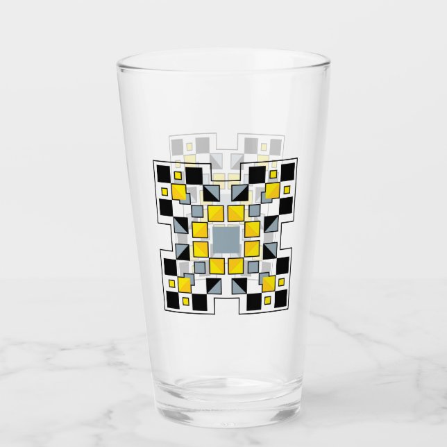 Moderne geometrische Steppdeckenmuster-Kunst  Glas (Vorderseite)