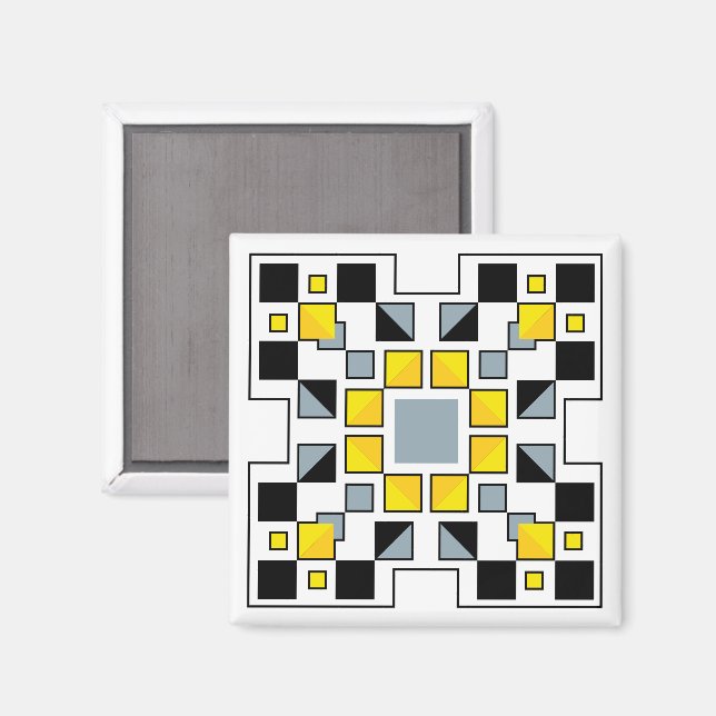 Moderne geometrische Steppdeckenmuster-Kunst Magnet (Vorderseite/Rückseite)
