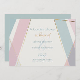 Moderne geometrische Streifen Aquamarine Rose Einladung