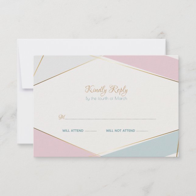 Moderne geometrische Streifen Aquamarine Rose RSVP Karte (Vorderseite)