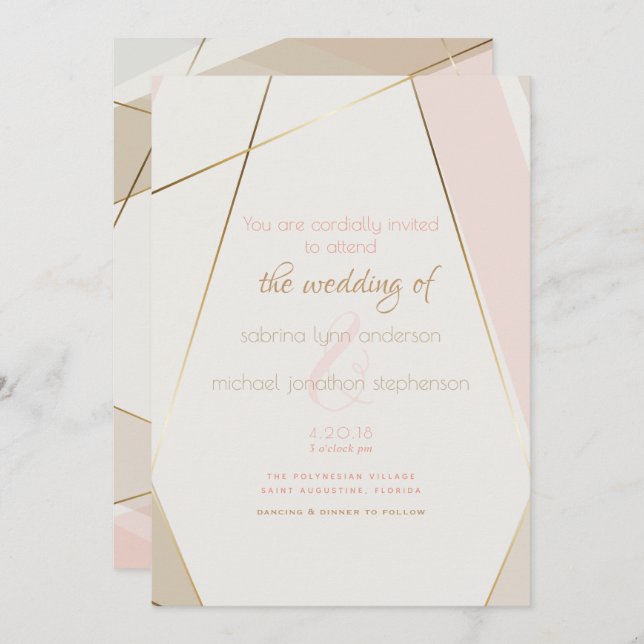 Moderne geometrische Streifen mit rotem Sand Einladung (Vorne/Hinten)