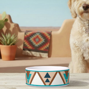 Moderne geometrische Südwest-Stil Keramik-Hunde-Sc Napf