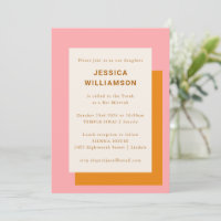Moderne geometrische süße Bat Mitzvah Pink Orange