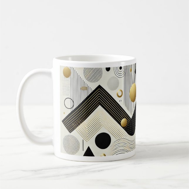 Moderne geometrische Tasse | Stilvolle Black & Gol (Links)
