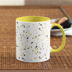 Moderne geometrische Terrazzo-Muster in Gelb und G Tasse