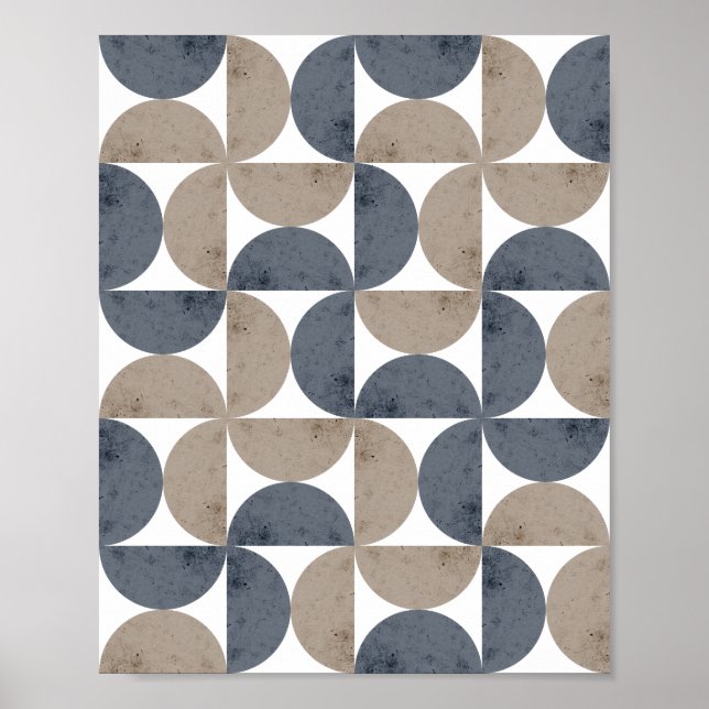 Moderne geometrische texturierte Halbmond-Mitte de Poster (Vorne)