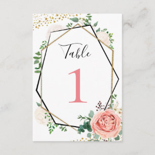 Moderne geometrische Tischnummern in Gold Pink
