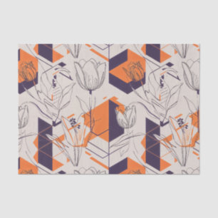 Moderne geometrische Tulpen-Linienkunst-Muster (5) Seidenpapier