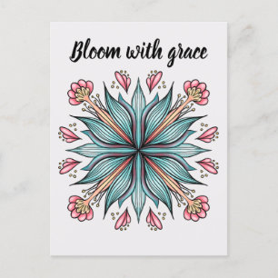 Moderne geometrische Typografie der Blumen - Blau  Postkarte