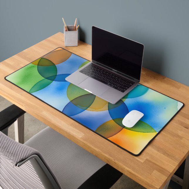 Moderne geometrische überlappende Kreise Abstract Schreibtischunterlage (Büro 2)