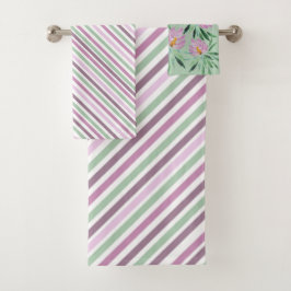 Moderne geometrische und florale Aquarellkunst Badhandtuch Set