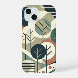 Moderne geometrische Wald-Mitte-des-Jahrhunderts-K iPhone 15 Hülle