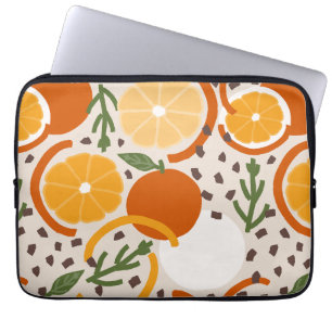 Moderne geometrische warme Retro-Zitrusfrucht Laptopschutzhülle
