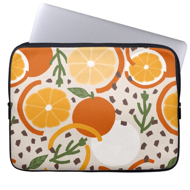 Moderne geometrische warme Retro-Zitrusfrucht Laptopschutzhülle (Vorderseite)