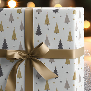 Moderne geometrische Weihnachtsbäume & Sterne Feie Geschenkpapier