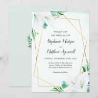 Moderne geometrische weiße Calla Lily Floral Weddi