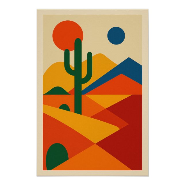 Moderne geometrische Wüstenlandschaft Poster (Vorderseite)