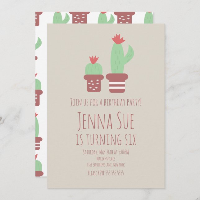 Moderne gepottete Pflanze Geburtstagsparty (Vorne/Hinten)