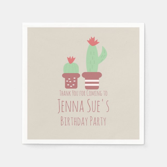 Moderne gepottete Pflanze Geburtstagsparty Serviette (Vorderseite)