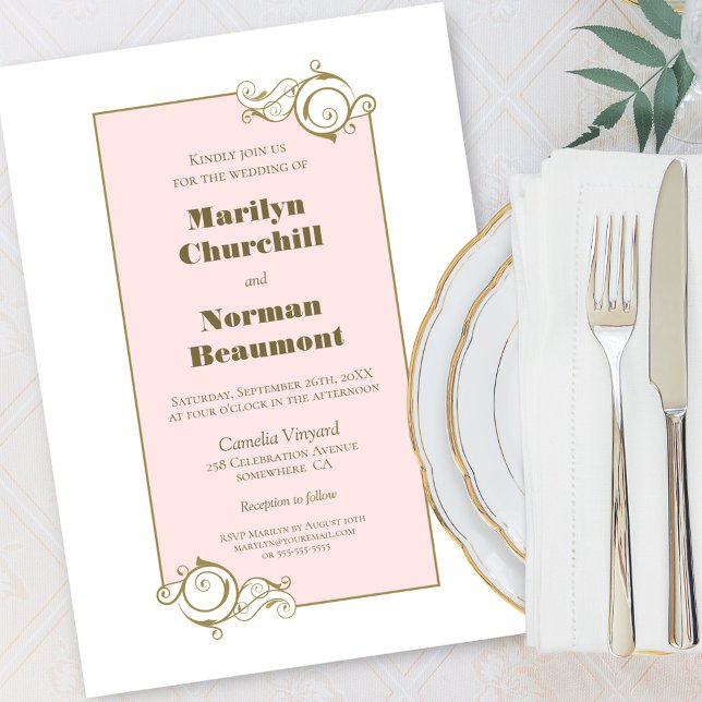 Moderne Gerahmte Rosa Hochzeit Einladung (Von Creator hochgeladen)