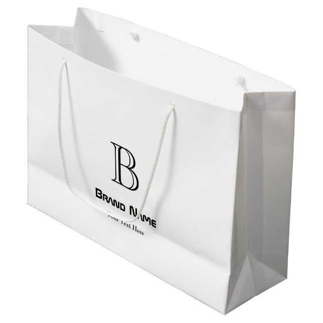 Moderne Geschäftsetikette Minimalistisch Große Geschenktüte (Vorderseite Schrägansicht)