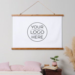 Moderne Geschäftslogo-Branding Wandteppich Mit Holzrahmen