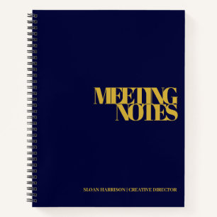Moderne Geschäftstreffen-Notizen Gold Navy Blau Notizbuch