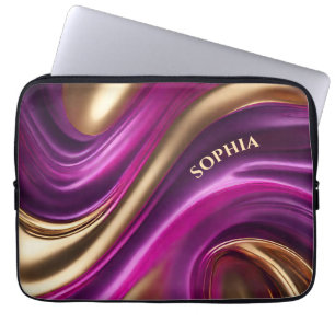 Moderne Geschenke für ihr Lila Rosa und Gold- Laptopschutzhülle