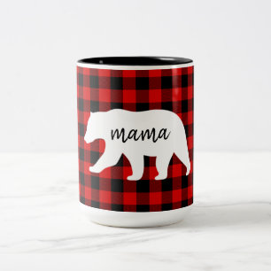 Moderne Geschenke für Karierte und weiße Mama-Bäre Zweifarbige Tasse