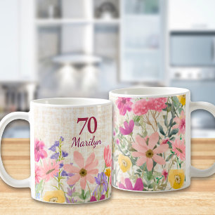 Moderne Geschenke zum 70. Geburtstag für sie Flora Kaffeetasse