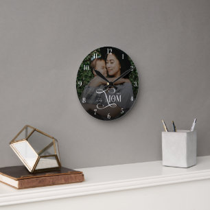 Moderne Geschenke zum Muttertag: Foto 'Beste Mama Runde Wanduhr