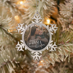 Moderne Geschenke zum Muttertag mit Foto Beste Mam Schneeflocken Zinn-Ornament