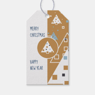 Moderne Geschenkmarke/geometrische Weihnachtsbaume Geschenkanhänger