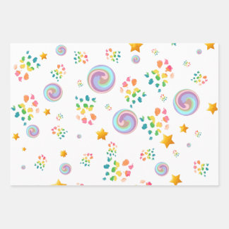 Moderne Geschenkpapier-Flachblatt-Set aus 3 Geschenkpapier Set